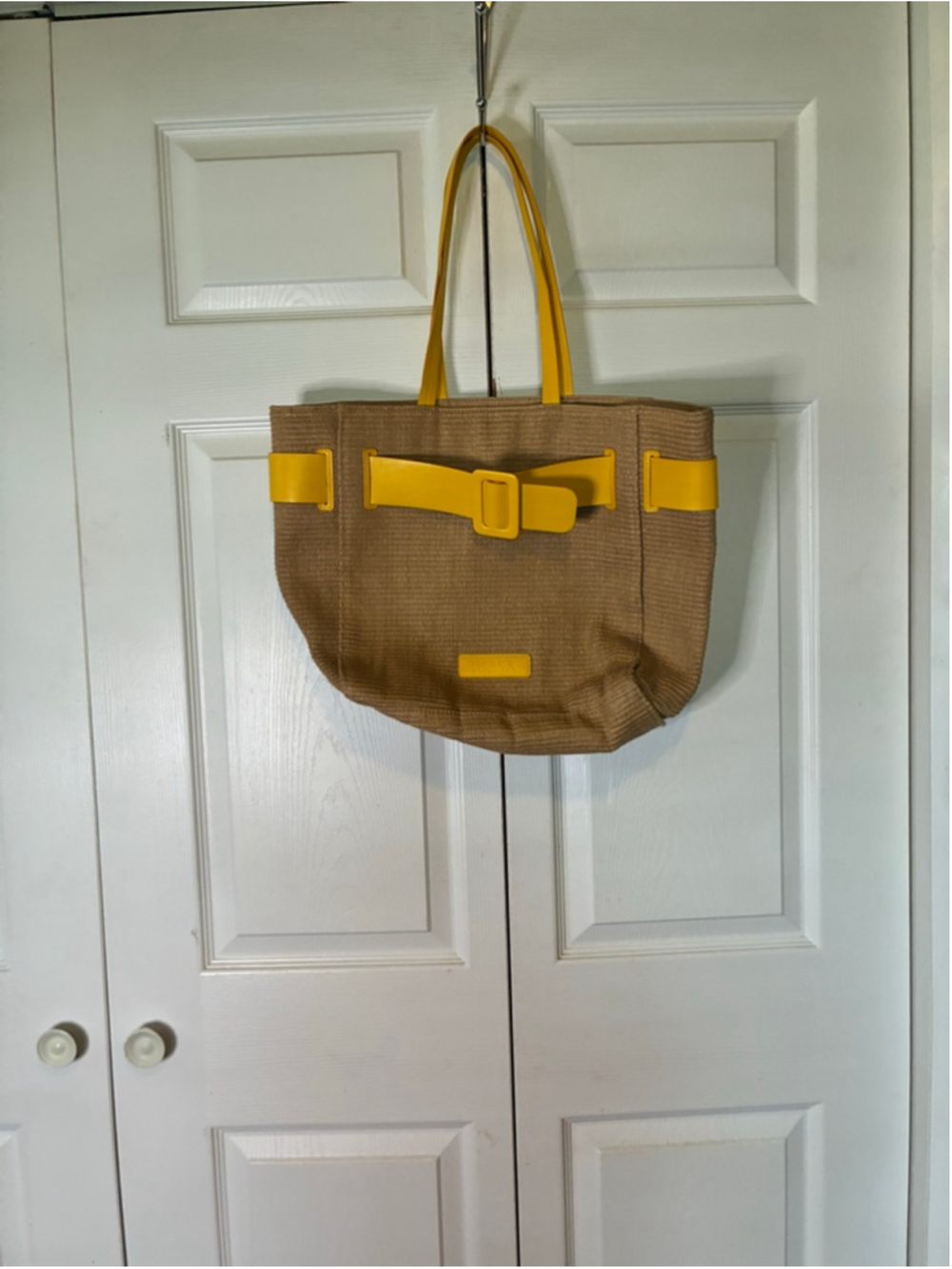 Women's Image Skincare Brown and Yellow Straw Tote Bag One Size - Picture 2 of 5